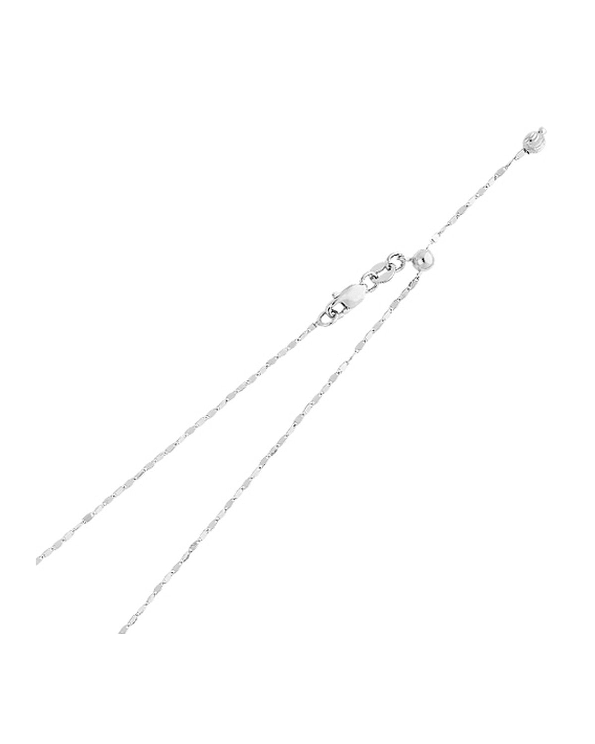14K White Gold 1.1mm Adjustable Twist Mirror Chain (CH-0184-200)