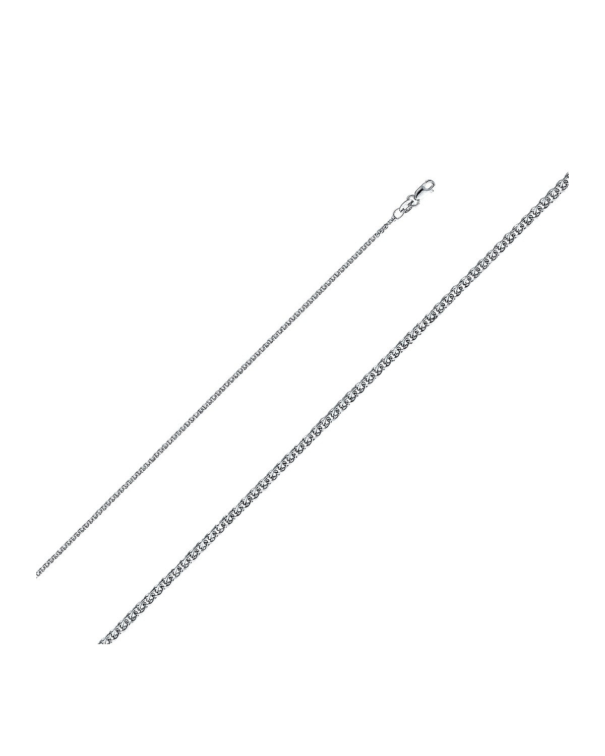 14K White Gold 1.5mm Flat Open Wheat Chain (CH-0190)