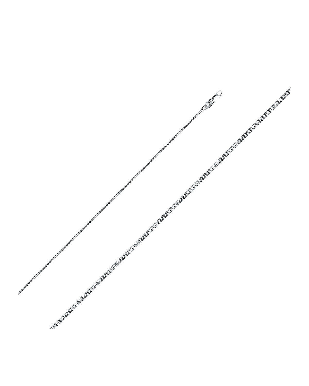 14K White Gold 1.3mm Flat Open Wheat Chain (CH-0191)