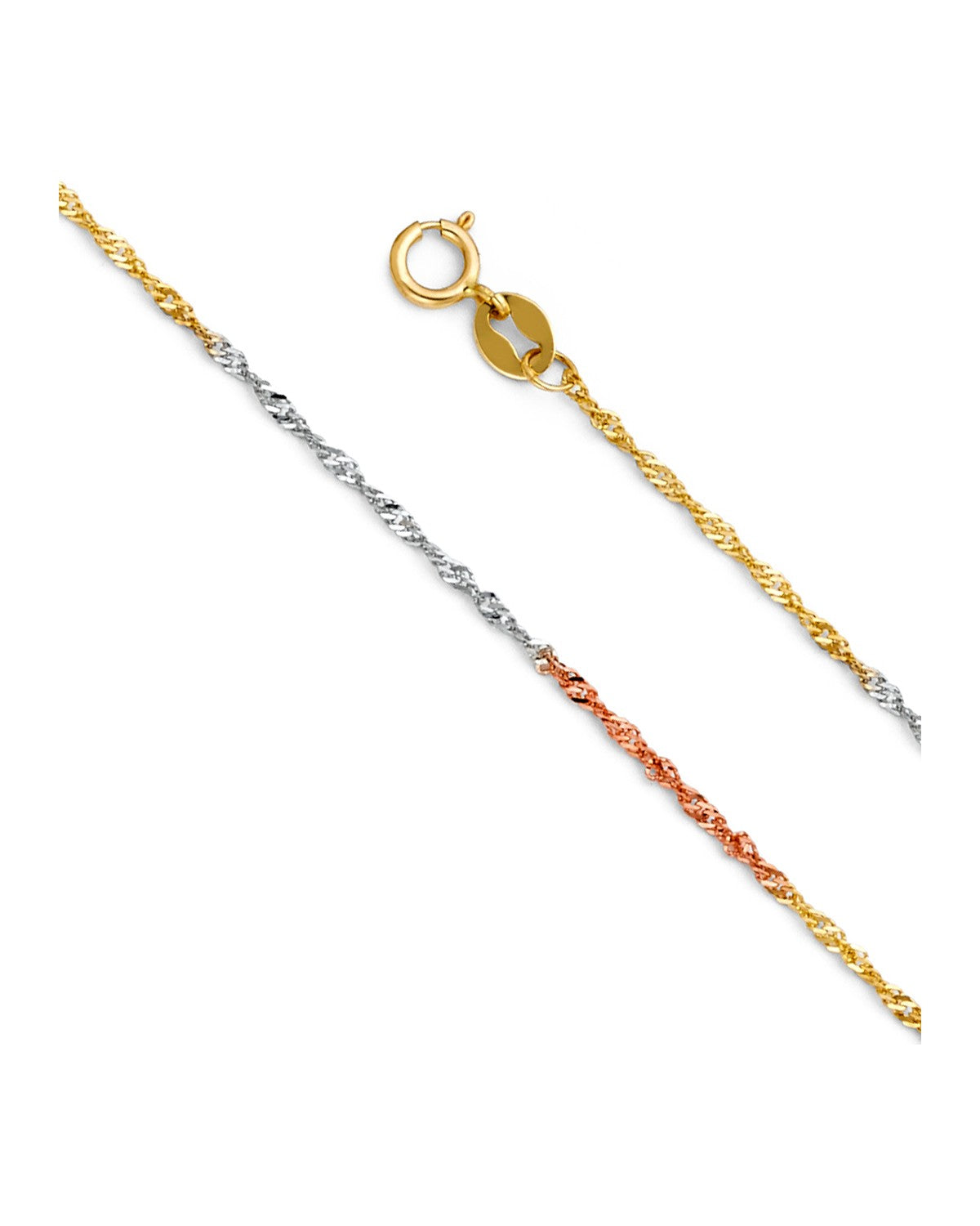 14K Tri-Color Gold 3C 1.2mm Singapore Chain (CH-0214)