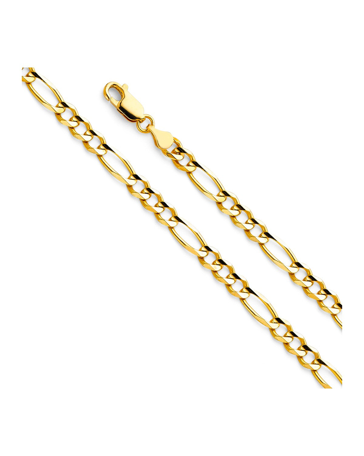 14K Yellow Gold 4.7mm Figaro 3+1 Concave Chain (CH-0291)