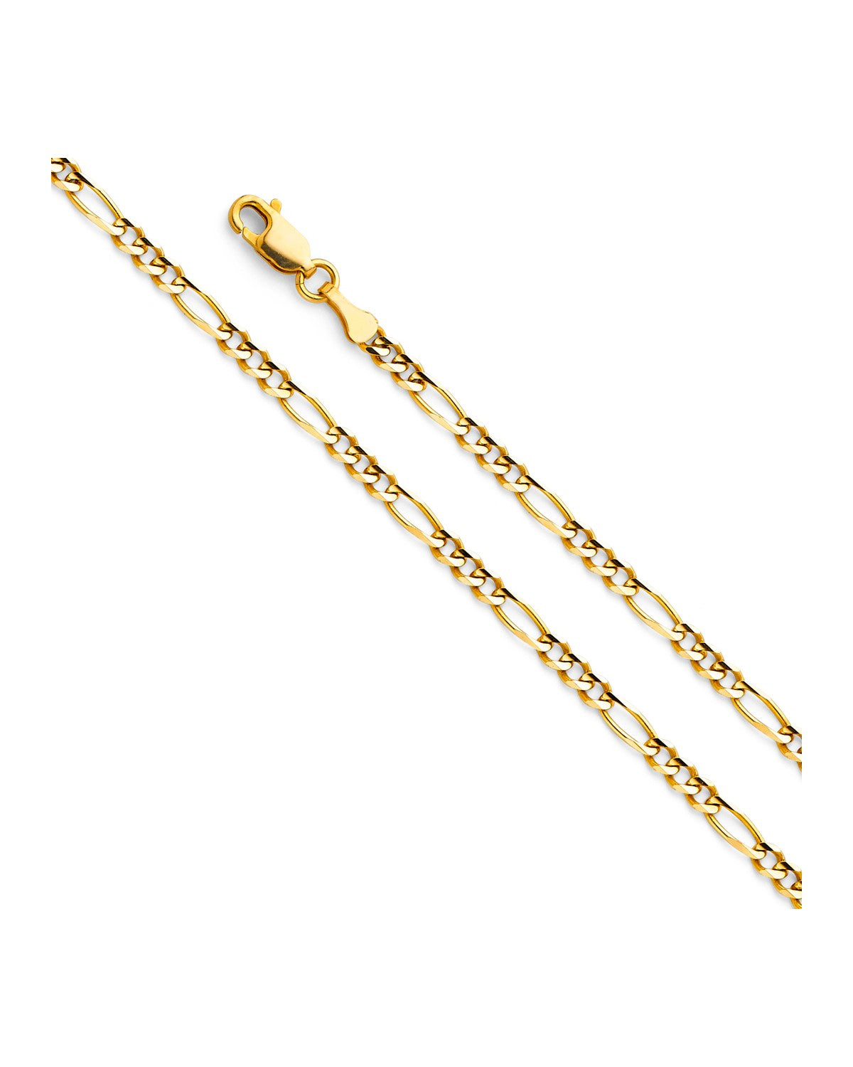 14K Yellow Gold 3.1mm Figaro 3+1 Concave Chain (CH-0293)