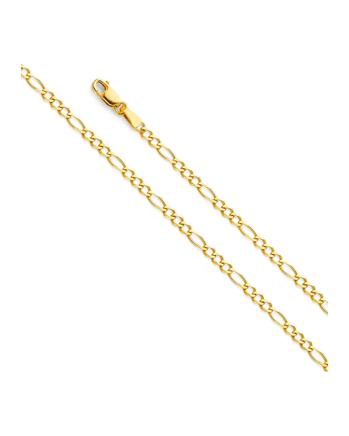14K Yellow Gold 2.7mm Figaro 3+1 Concave Chain (CH-0294)