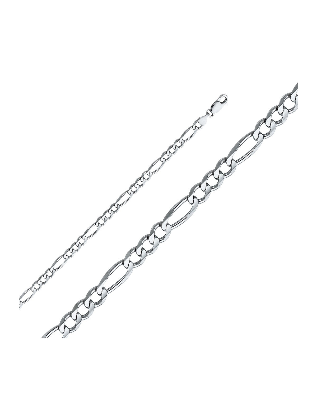14K White Gold 4.7mm Figaro 3+1 Concave Chain (CH-0342)