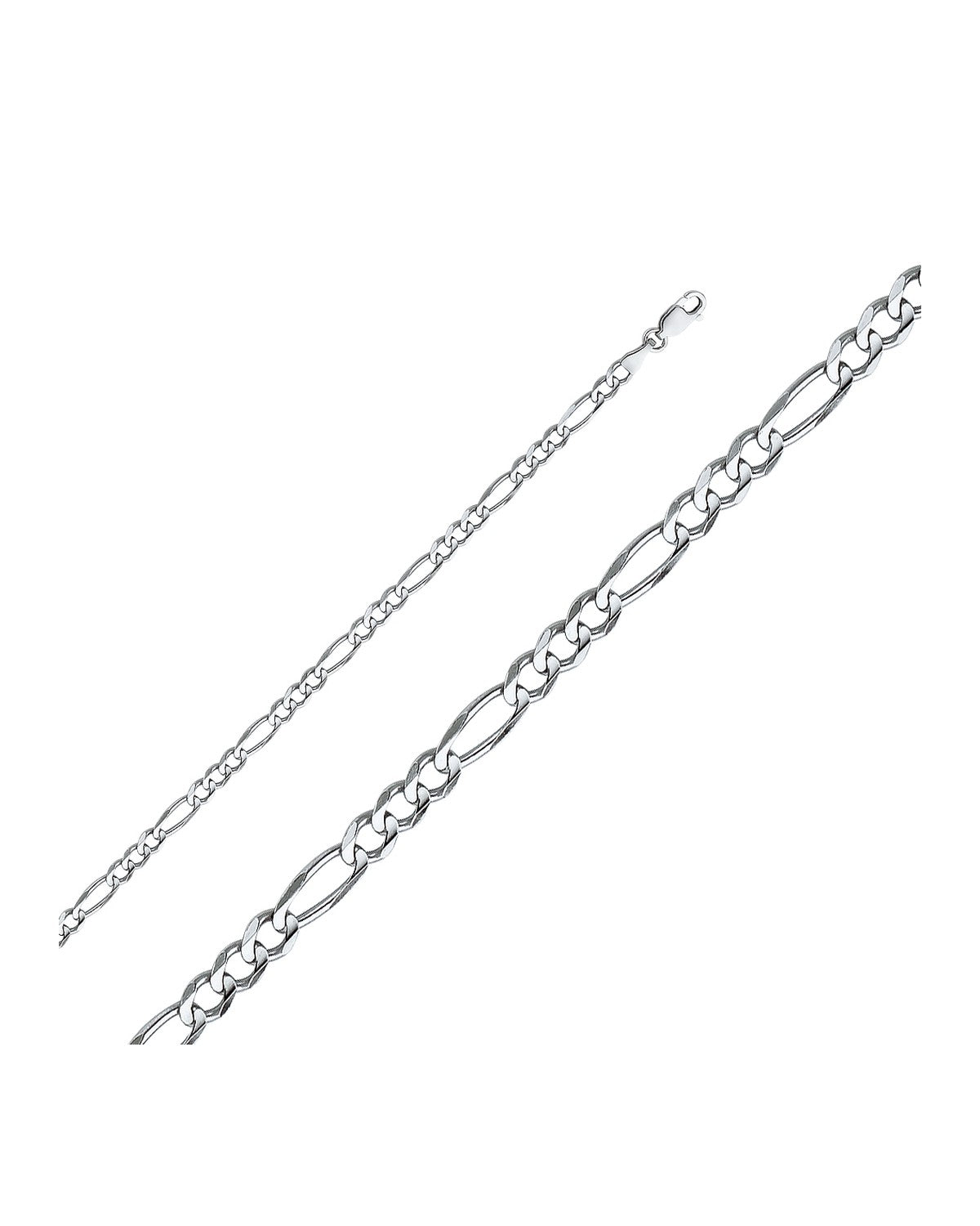 14K White Gold 4mm Figaro 3+1 Concave Chain (CH-0343)