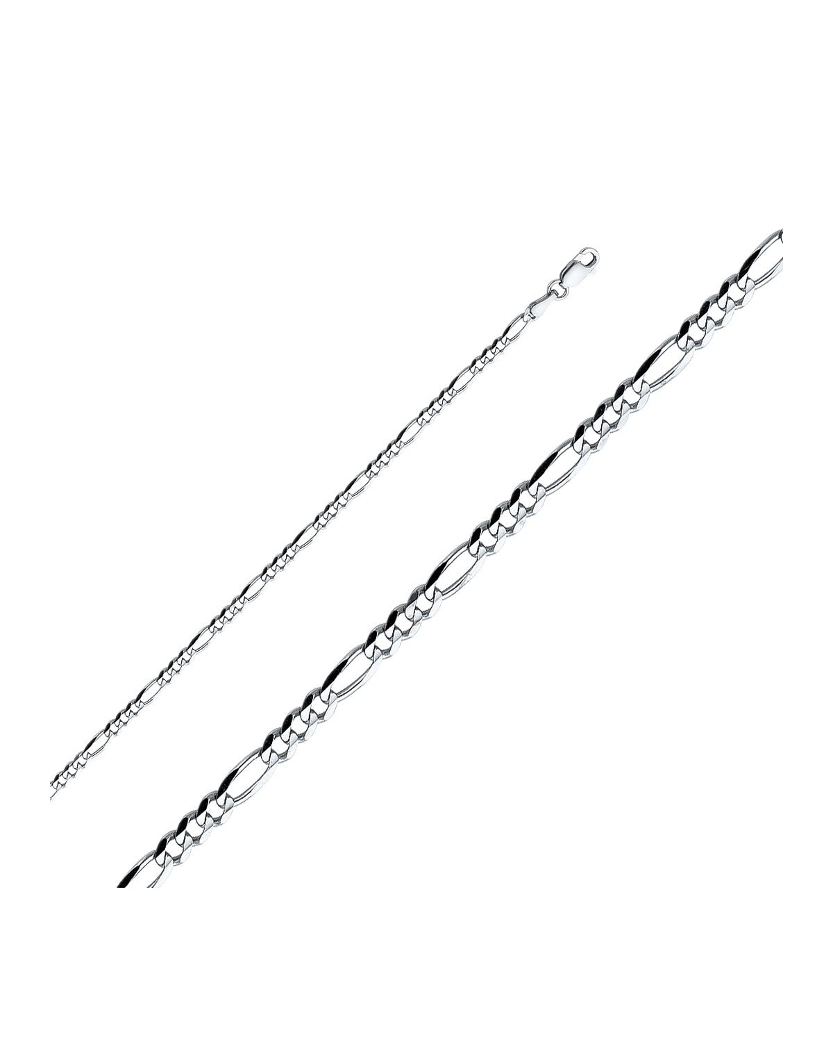 14K White Gold 3.1mm Figaro 3+1 Concave Chain (CH-0344)