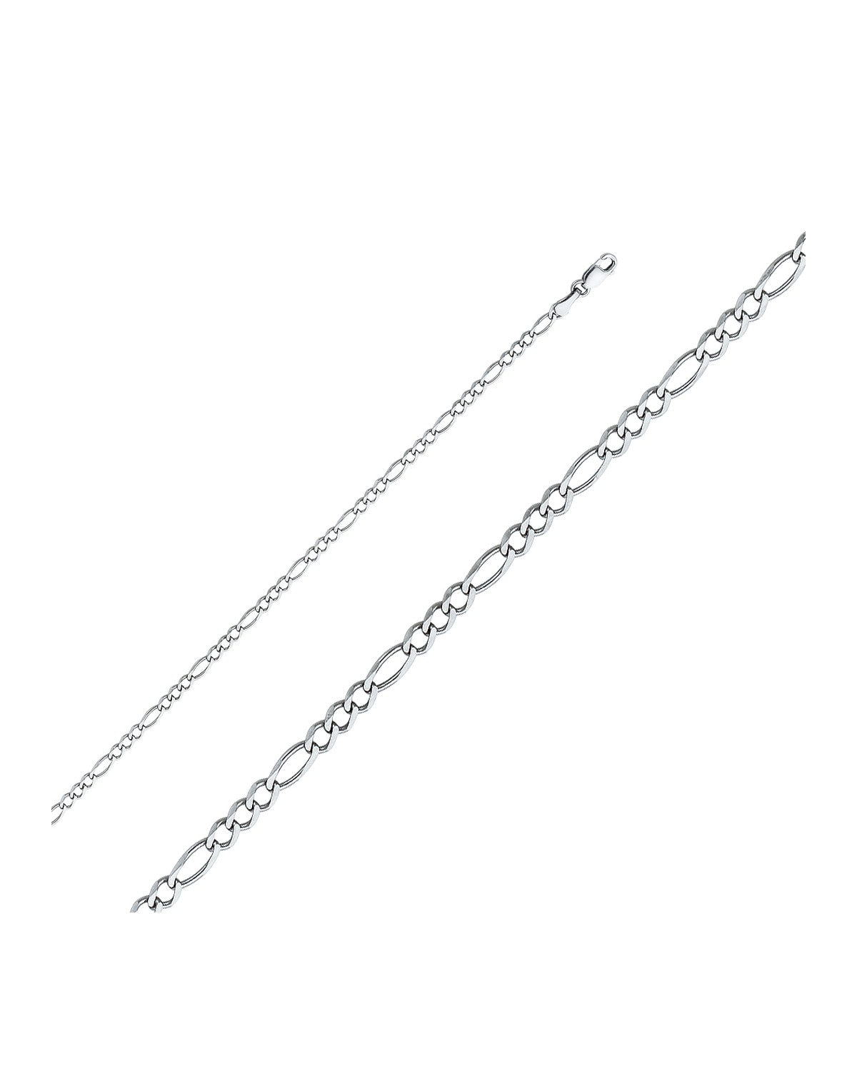 14K White Gold 2.7mm Figaro 3+1 Concave Chain (CH-0345)
