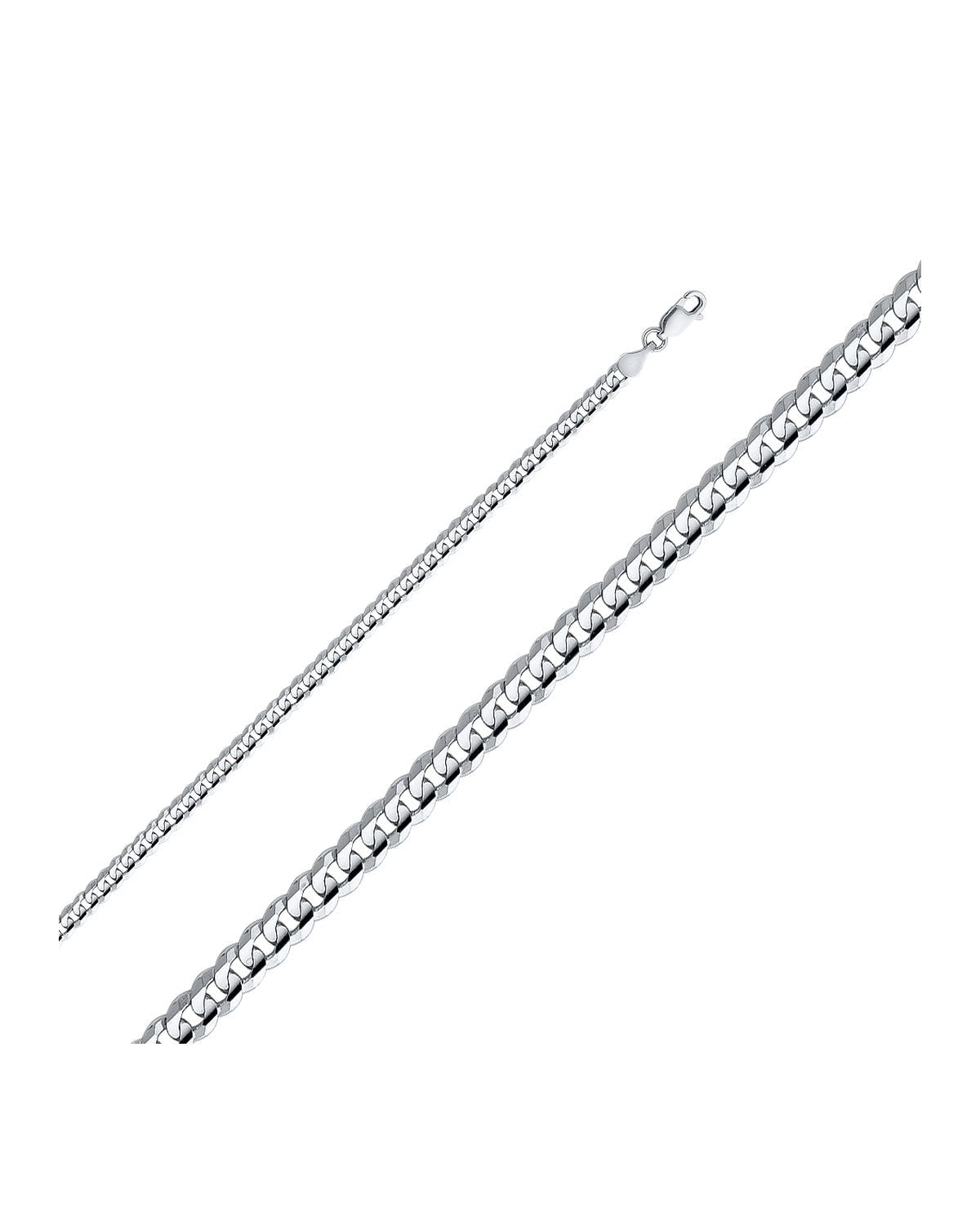 14K White Gold 4mm Cuban Concave Chain (CH-0349)