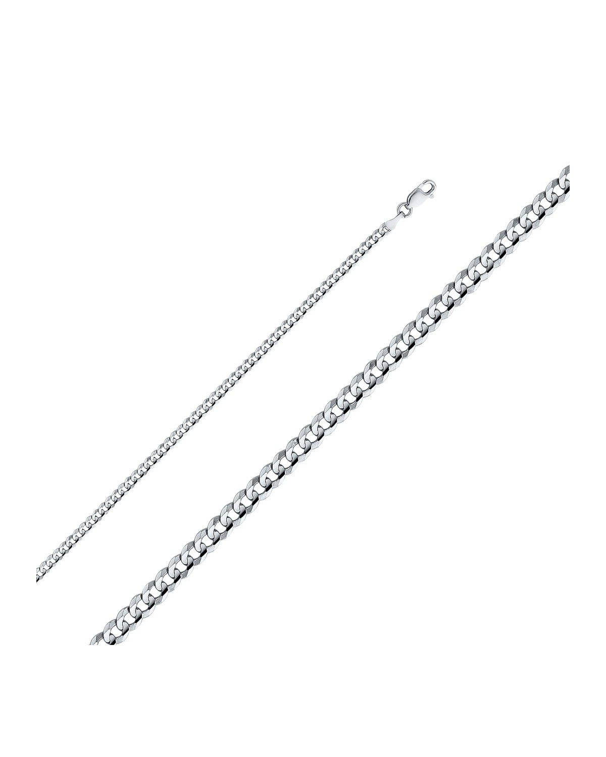 14K White Gold 3.1mm Cuban Concave Chain (CH-0350)