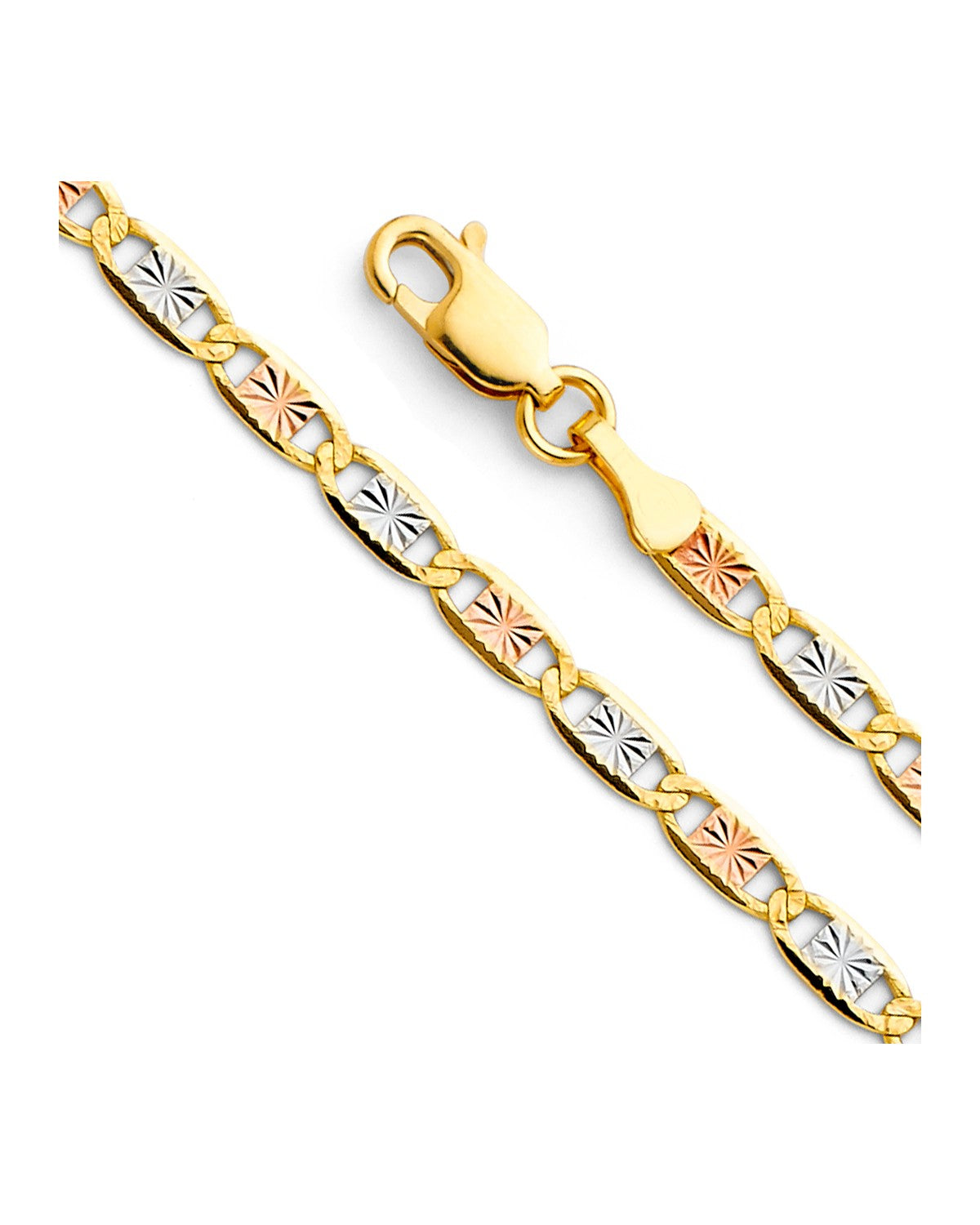 14K Tri-Color Gold 3C 3.3mm Valentino Star DC Chain (CH-0376)