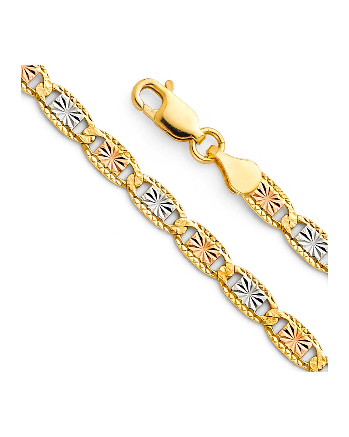 14K Tri-Color Gold 3C 4.2mm Valentino Star/Edge DC Chain (CH-0378)