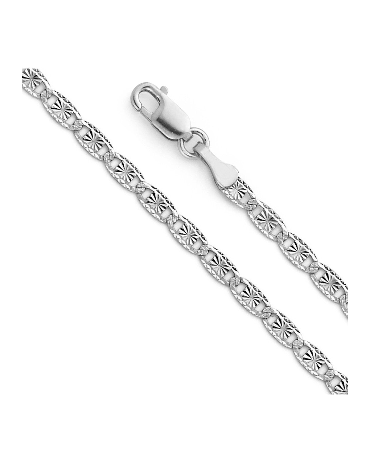 14K White Gold 2.6mm Valentino Star/Edge DC Chain (CH-0381)