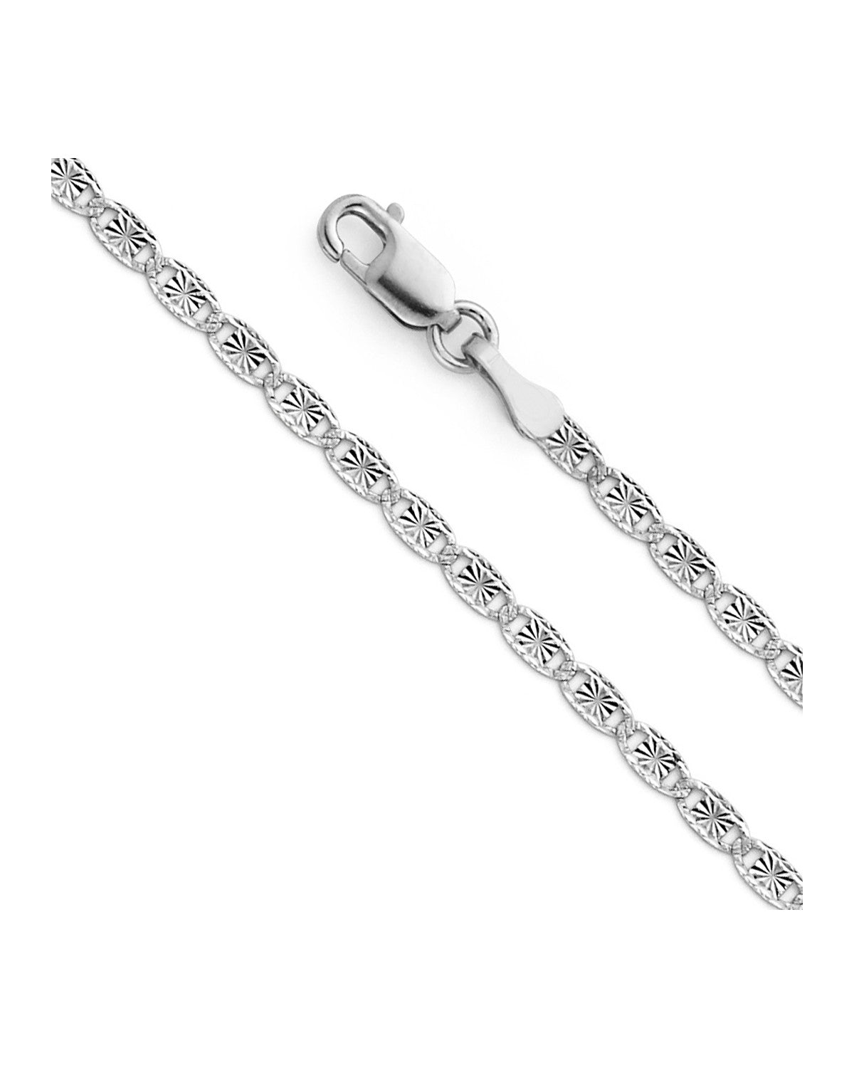 14K White Gold 2.1mm Valentino Star/Edge DC Chain (CH-0382)