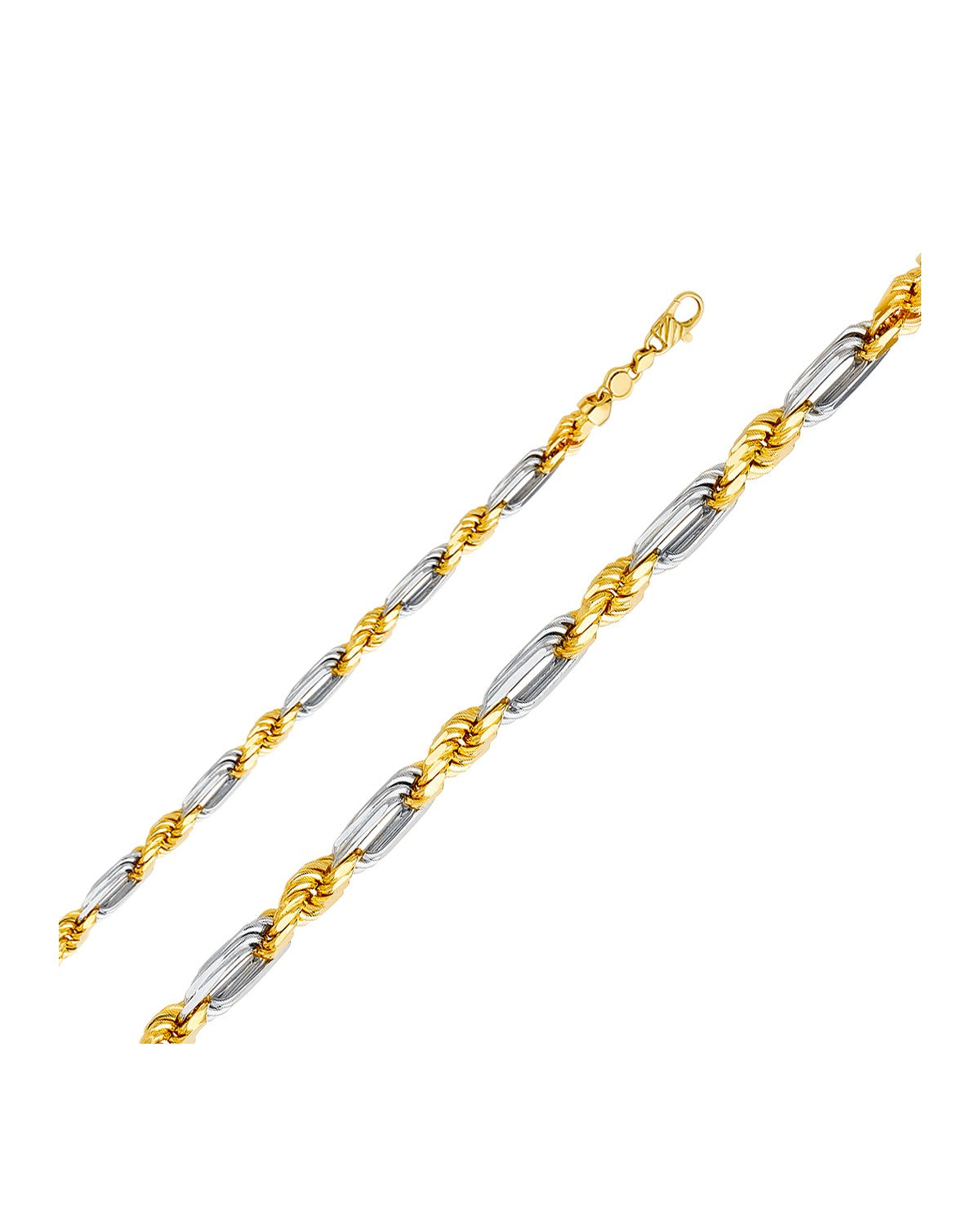 14K Two-Tone Gold 2T 7.5mm Figarope Chain (CH-0393)