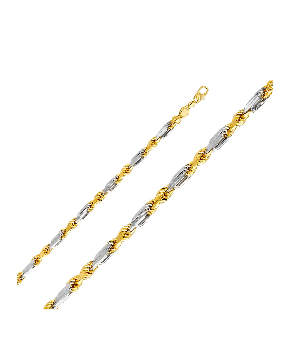 14K Two-Tone Gold 2T 6.5mm Figarope Chain (CH-0394)
