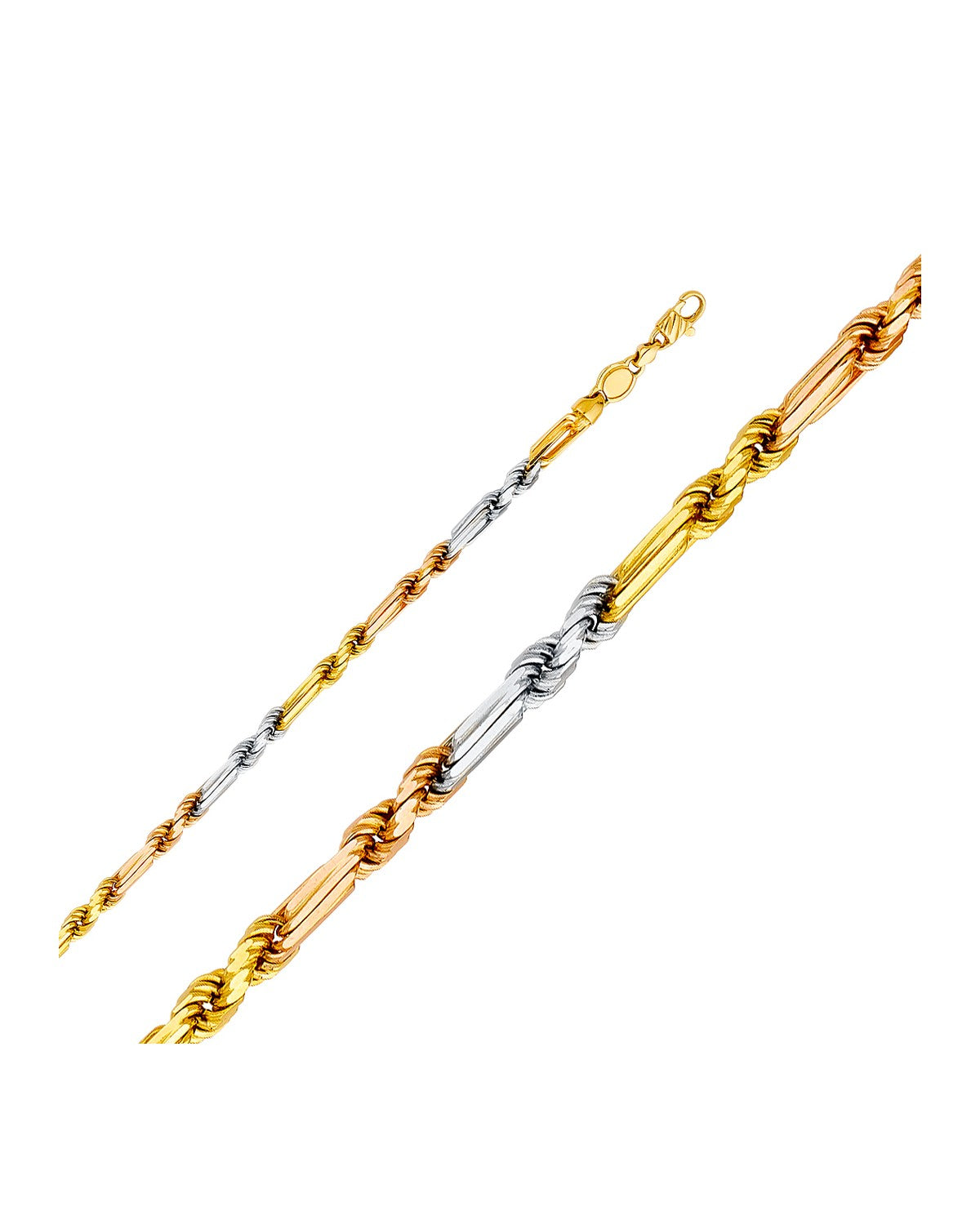 14K Tri-Color Gold 3C 4mm Figarope Chain (CH-0398)