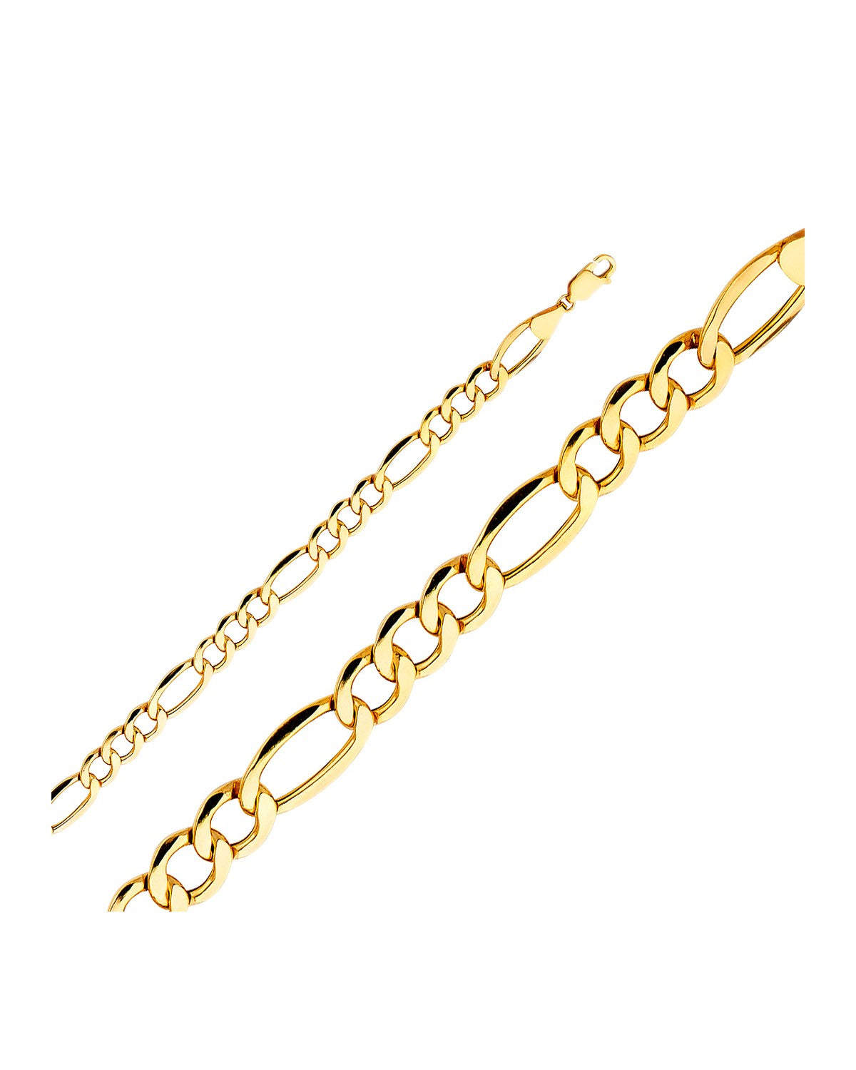 14K Yellow Gold 7.2mm Hollow Figaro 3+1 Bevel Chain (CH-0410)