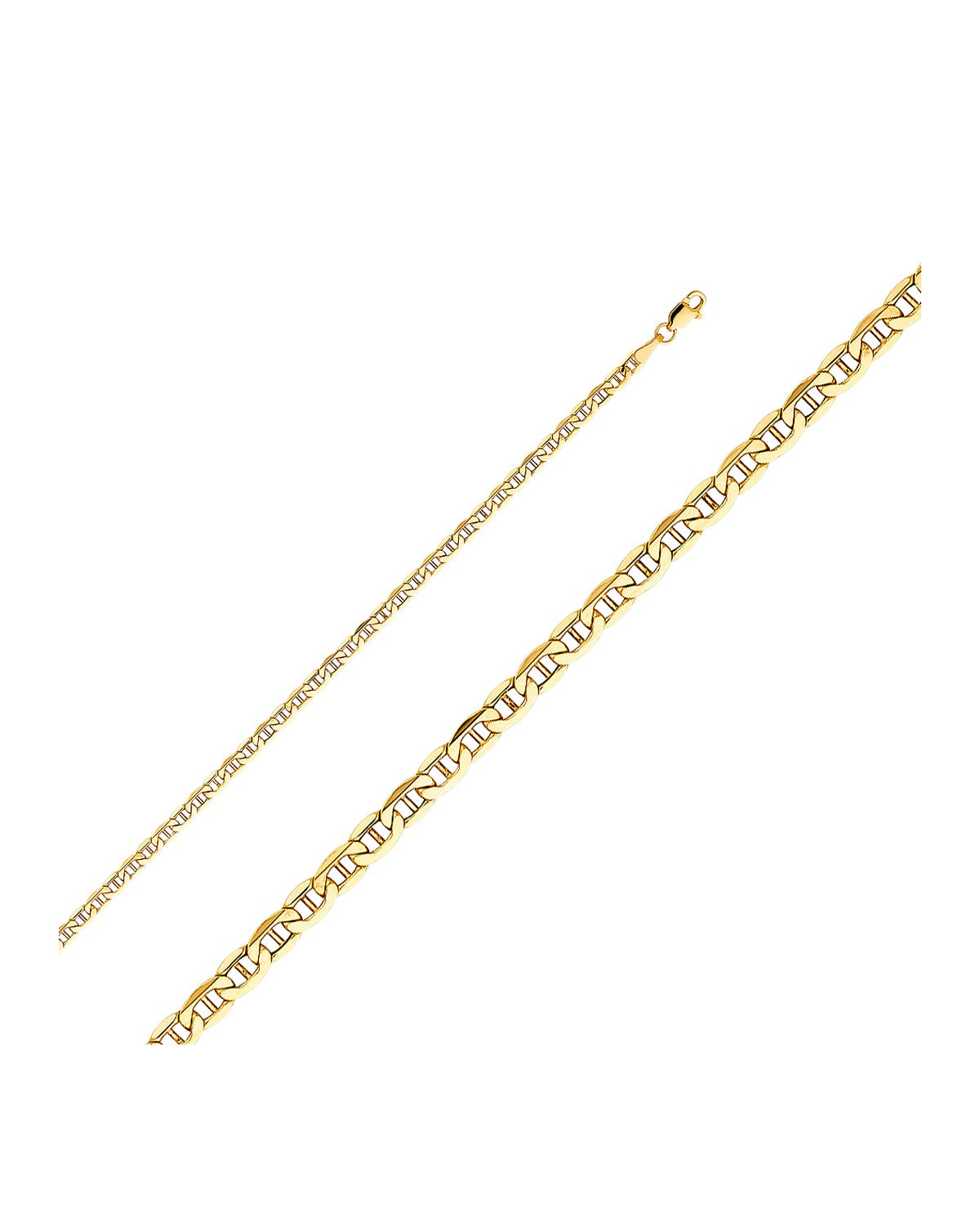 14K Yellow Gold 3.5mm Hollow Mariner Bevel Chain (CH-0413)