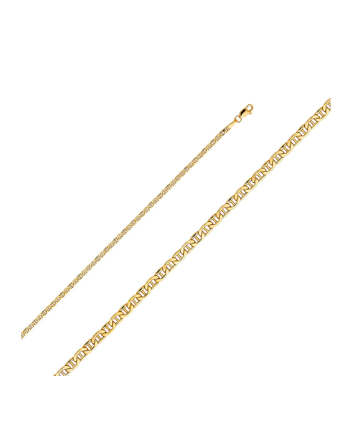 14K Yellow Gold 2.4mm Hollow Mariner Bevel Chain (CH-0414)