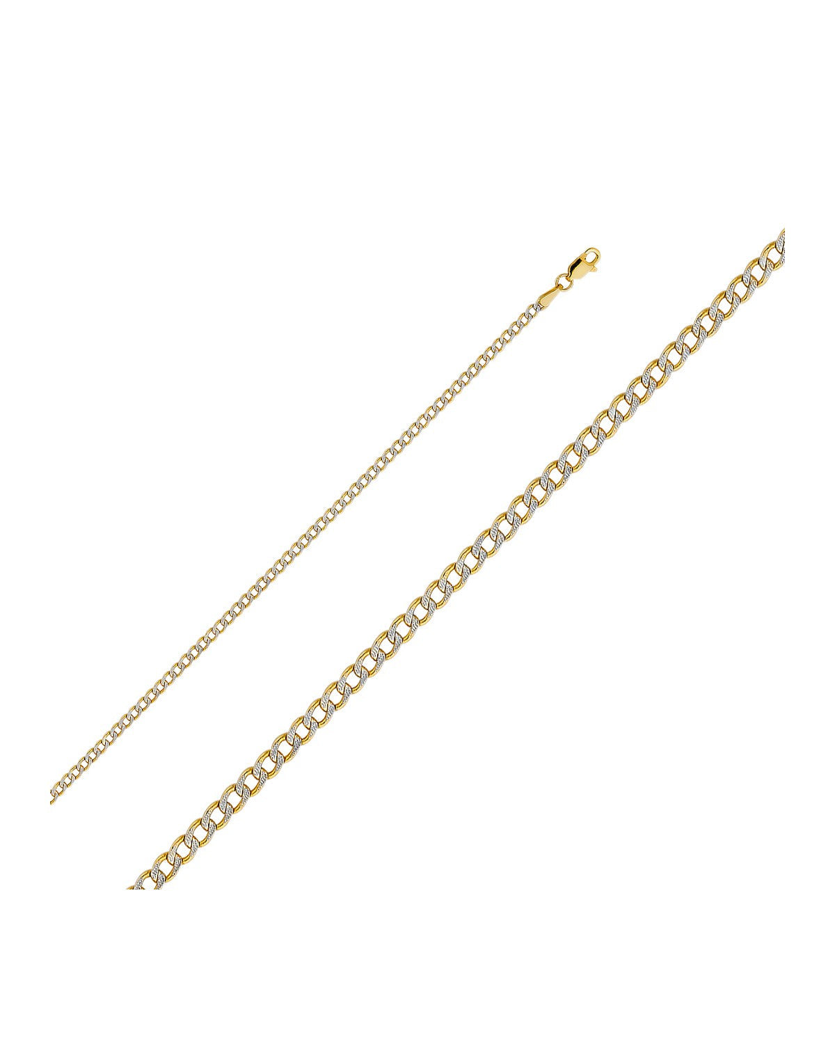 14K Yellow Gold 2.4mm Hollow Cuban Bevel WP Chain (CH-0430)