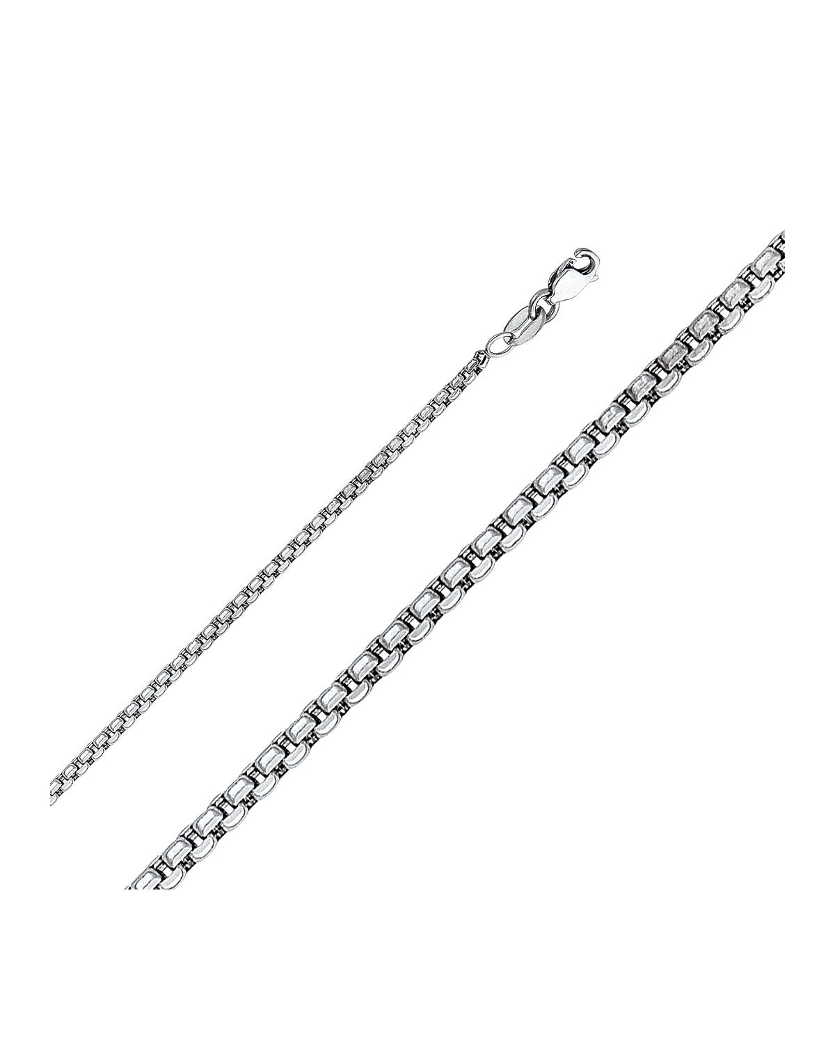 14K White Gold 1.8mm Hollow Half RD Box Chain (CH-0453)