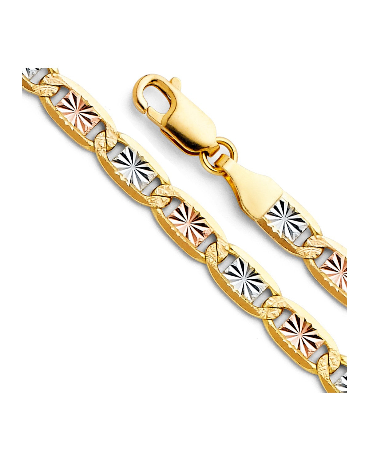 14K Tri-Color Gold 3C 4.8mm Valentino Star DC Chain (CH-0510)