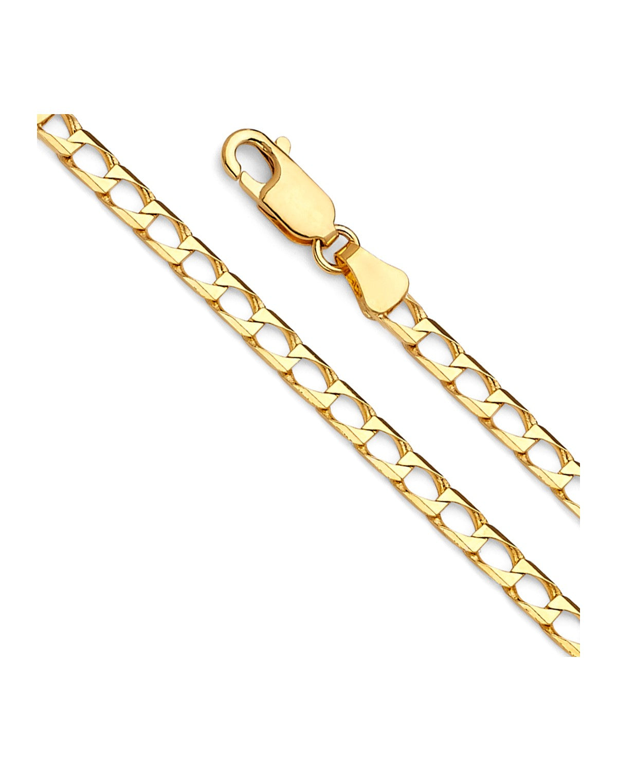 14K Yellow Gold 3.4mm Square Curb Chain (CH-0512)