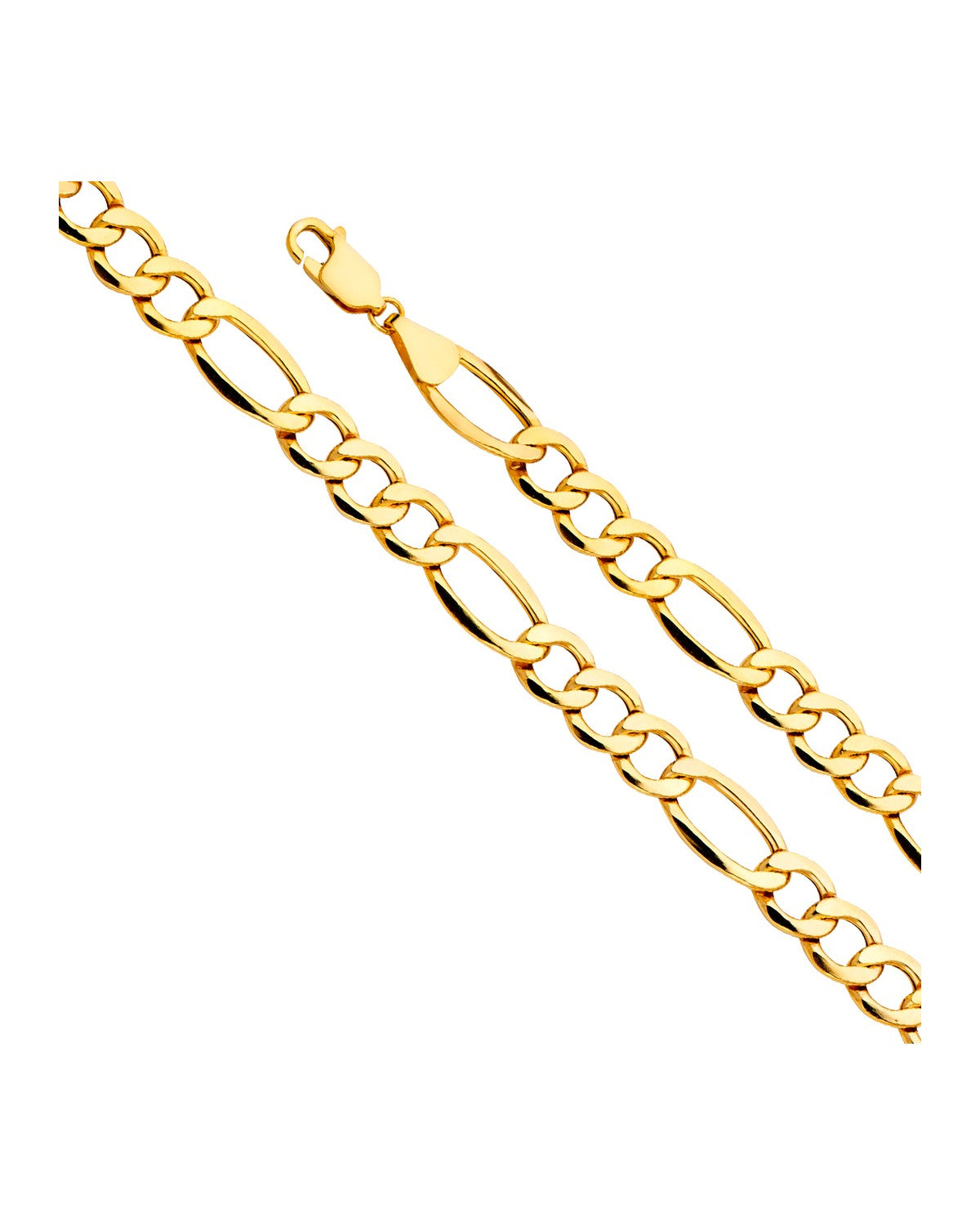 14K Yellow Gold 8.3mm Hollow Figaro 3+1 Bevel 200 (CH-0532)