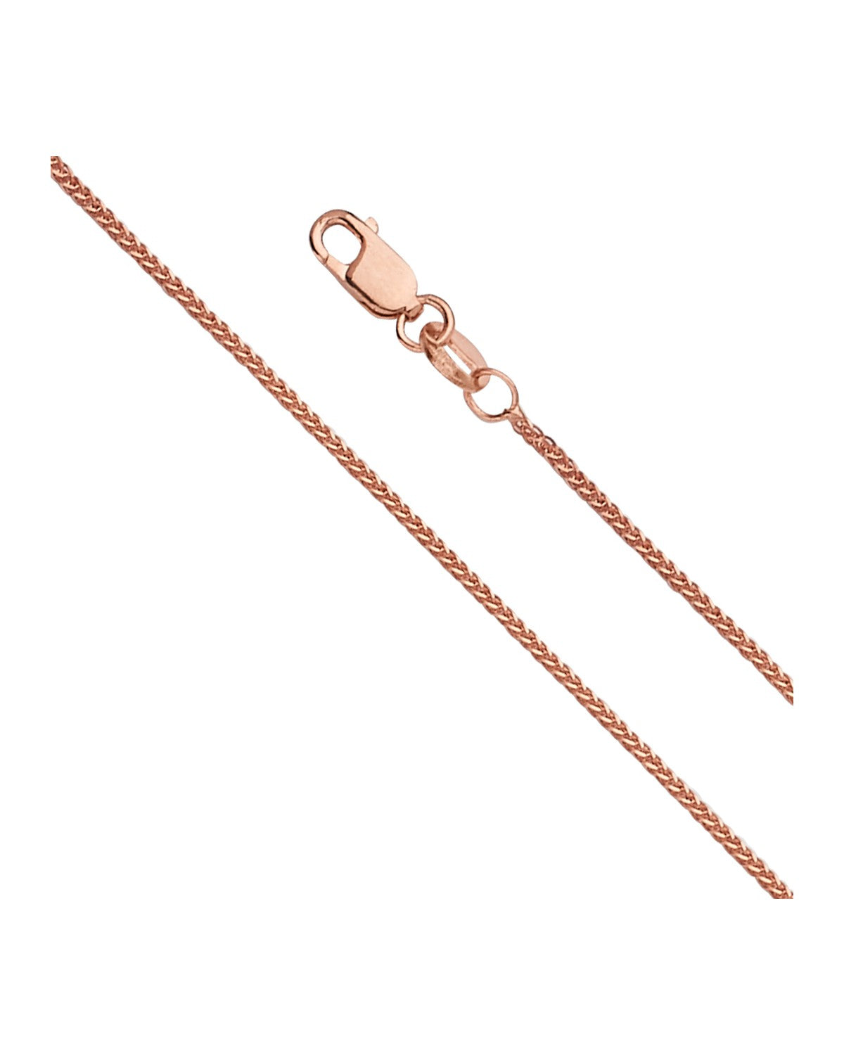 14K Rose Gold Pink 0.8mm SQ DC Wheat Chain 020 (CH-0553)