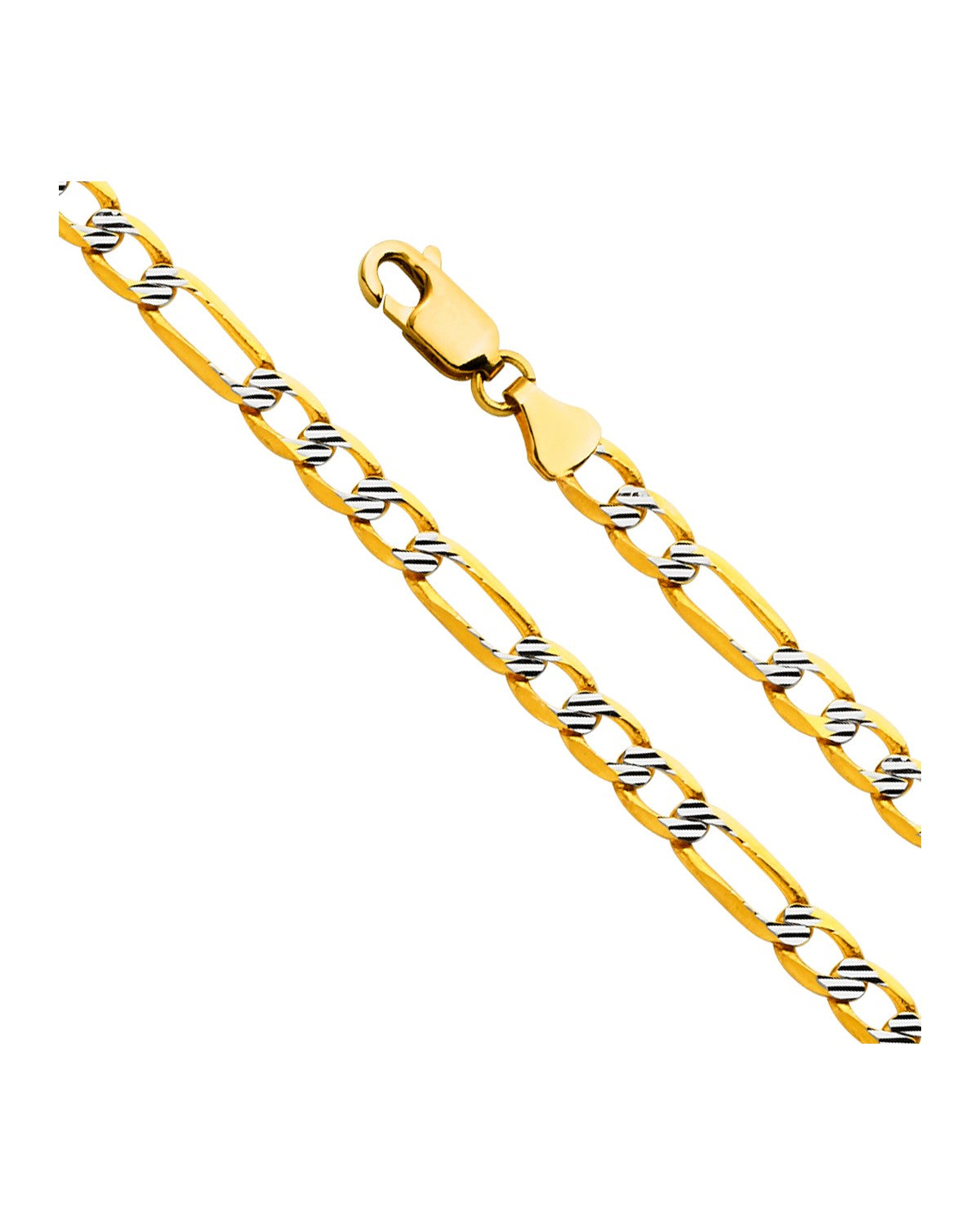 14K Yellow Gold 4.7mm Figaro 3+1 Fancy WP 120 (CH-0562)