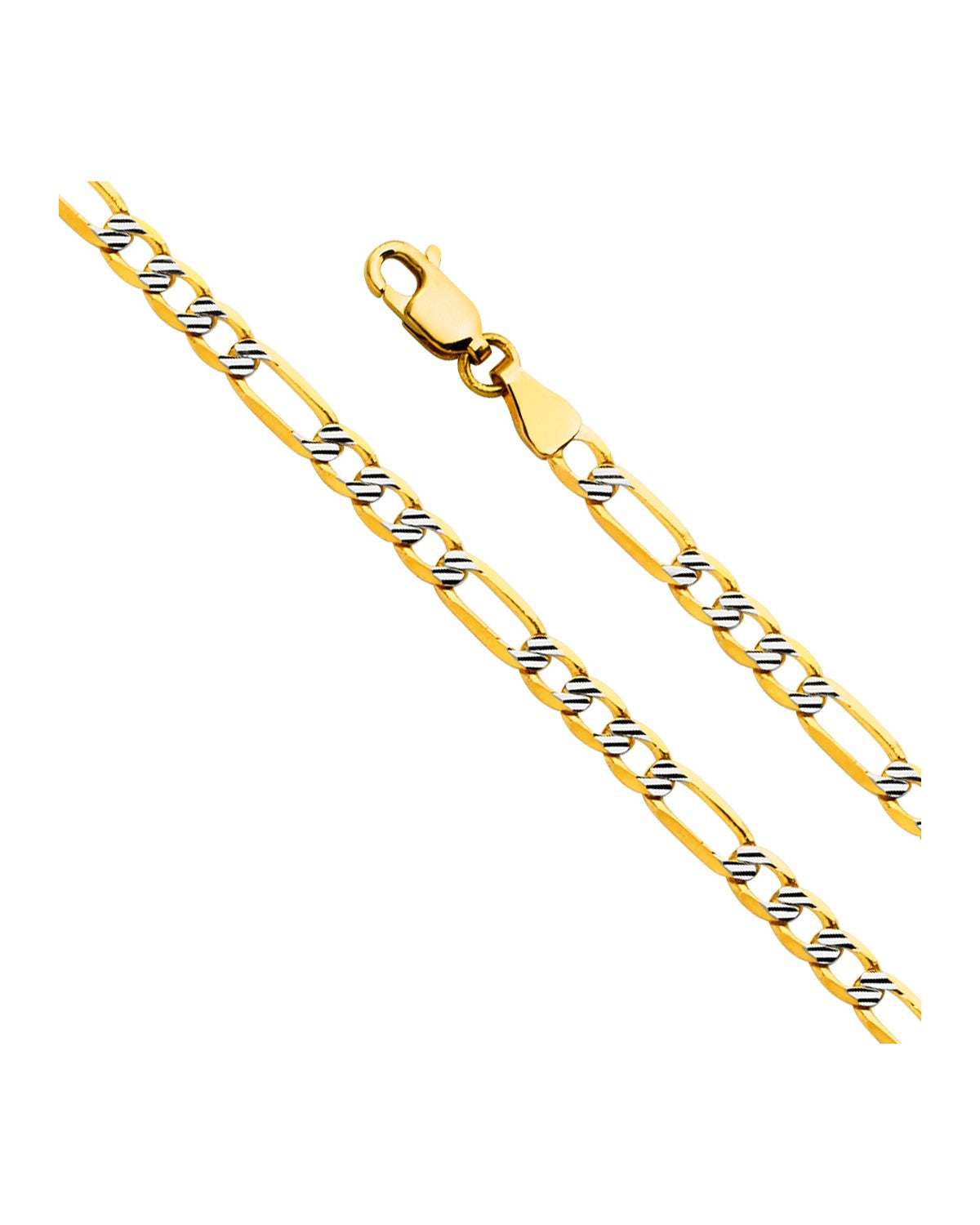 14K Yellow Gold 3.8mm Figaro 3+1 Fancy WP 100 (CH-0563)