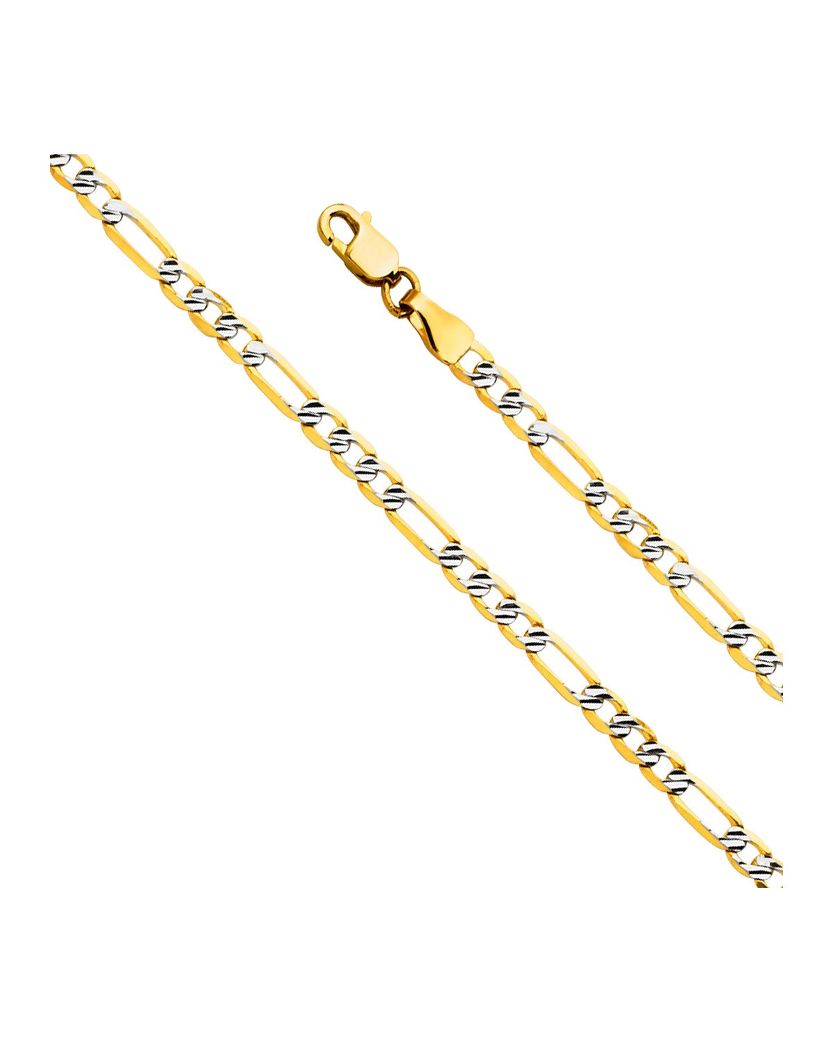 14K Yellow Gold 3.1mm Figaro 3+1 Fancy WP 080 (CH-0564)