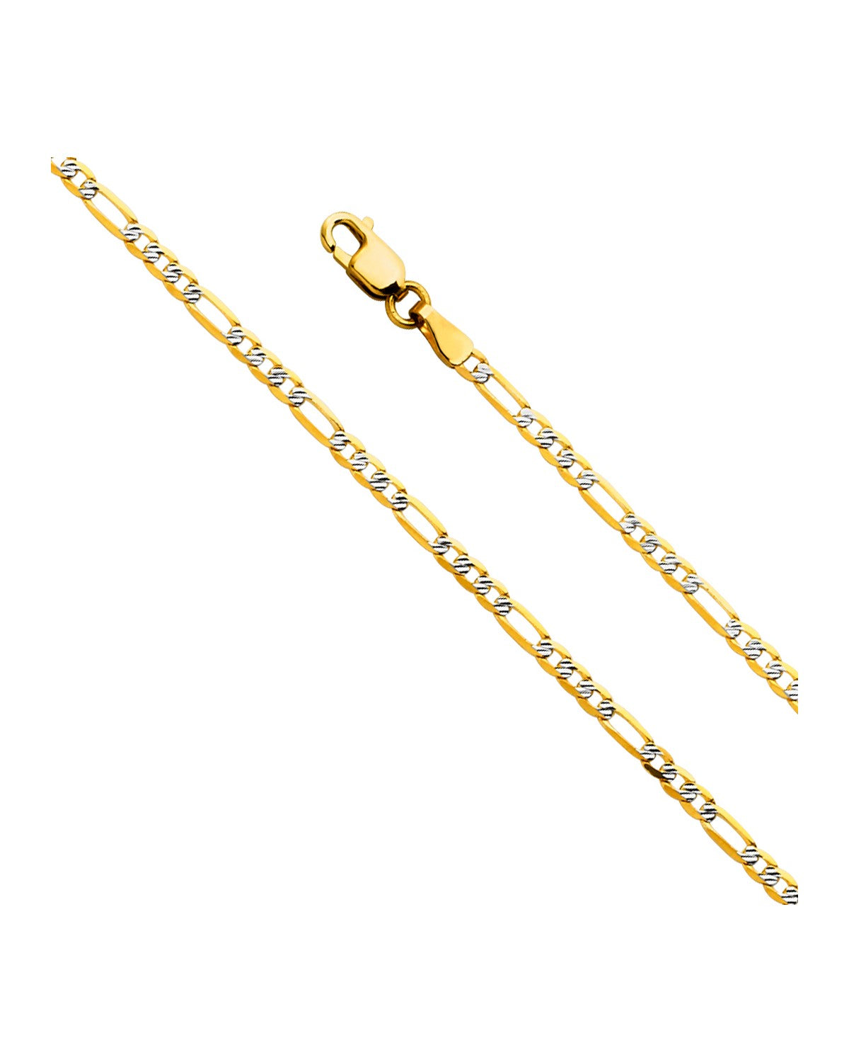 14K Yellow Gold 2.3mm Figaro 3+1 Fancy WP 060 (CH-0565)
