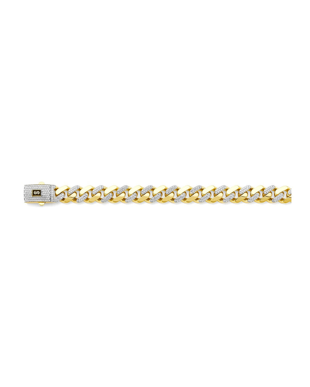 14K Two-Tone Gold 2T 13.5mm Monaco Curb with CZ Link Chain (CH-0591)