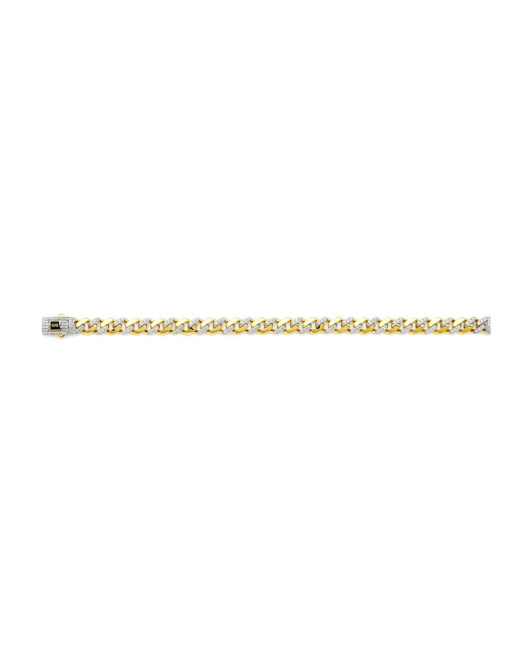 14K Two-Tone Gold 2T 8.0mm Monaco Curb with CZ Link Chain (CH-0594)