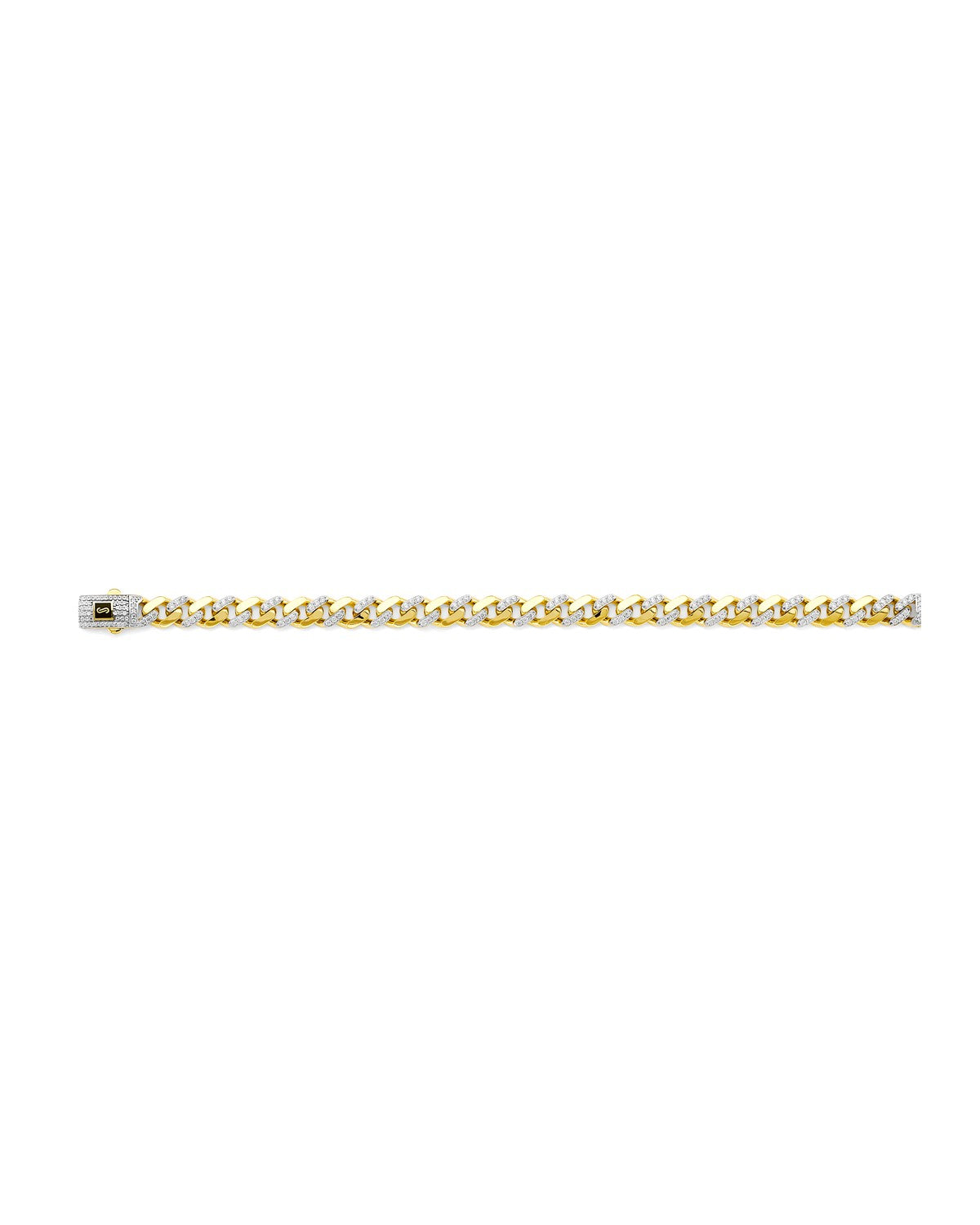 14K Two-Tone Gold 2T 8.0mm Monaco Curb with CZ Link Chain (CH-0594)