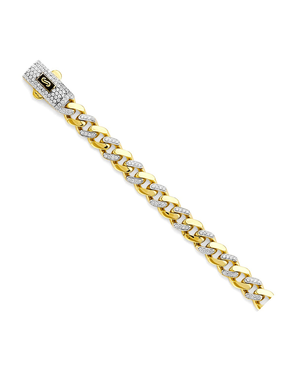 14K Two-Tone Gold 2T 6.5mm Monaco Curb with CZ Link Chain (CH-0595)