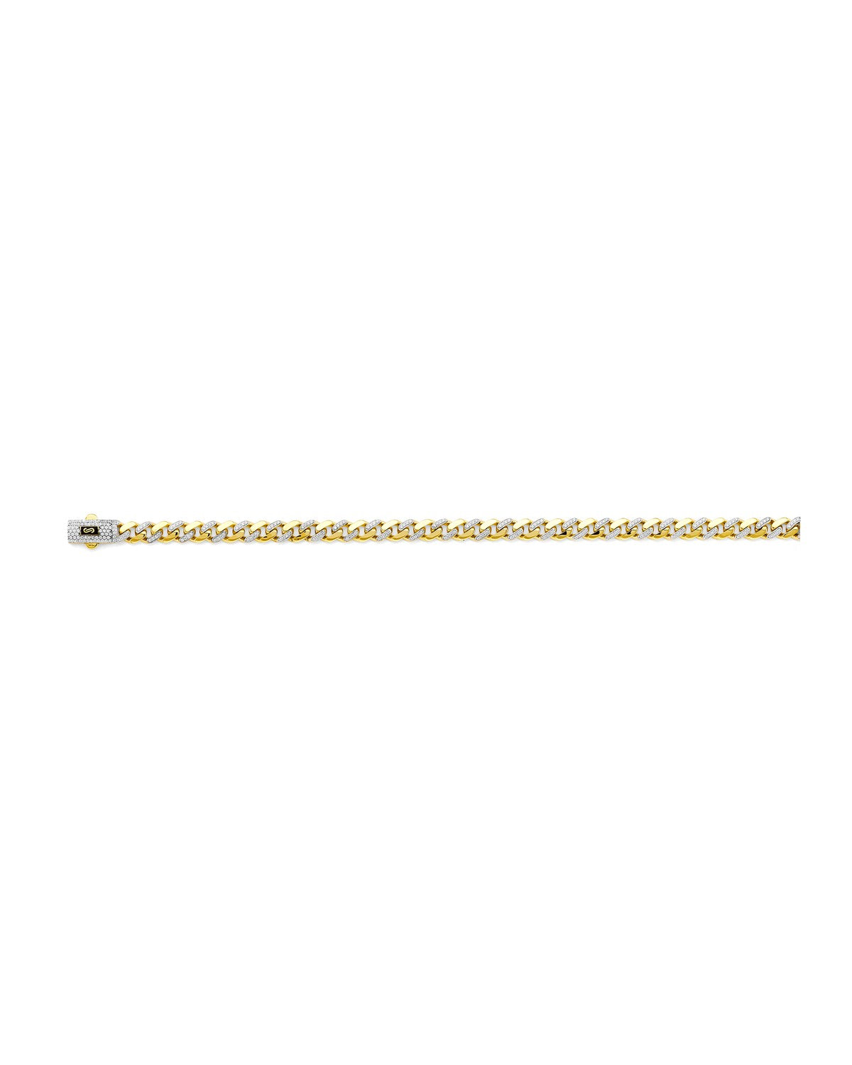 14K Two-Tone Gold 2T 6.5mm Monaco Curb with CZ Link Chain (CH-0595)