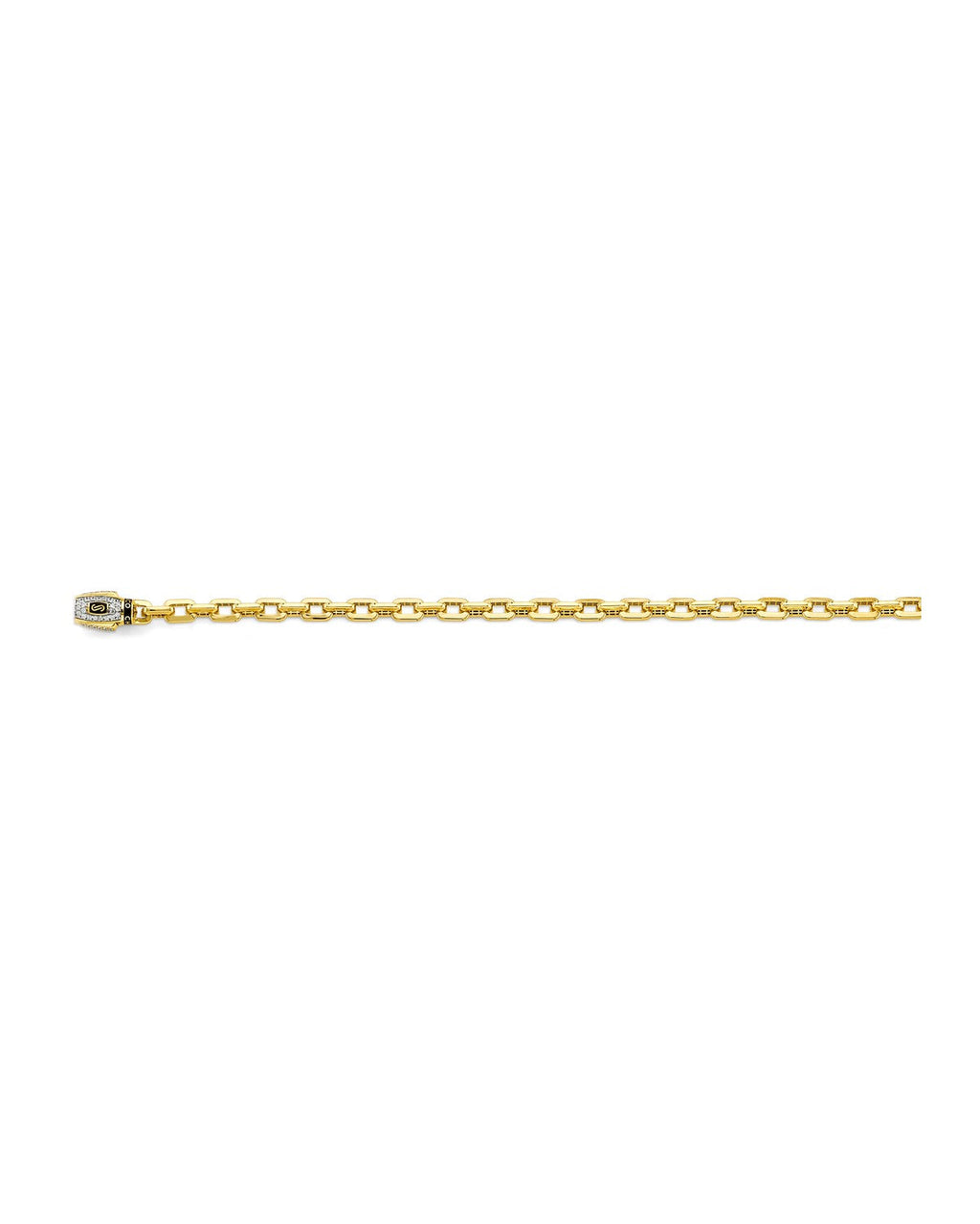 14K Two-Tone Gold 2T 6mm Monaco Cable with CZ Lock Chain (CH-0596)