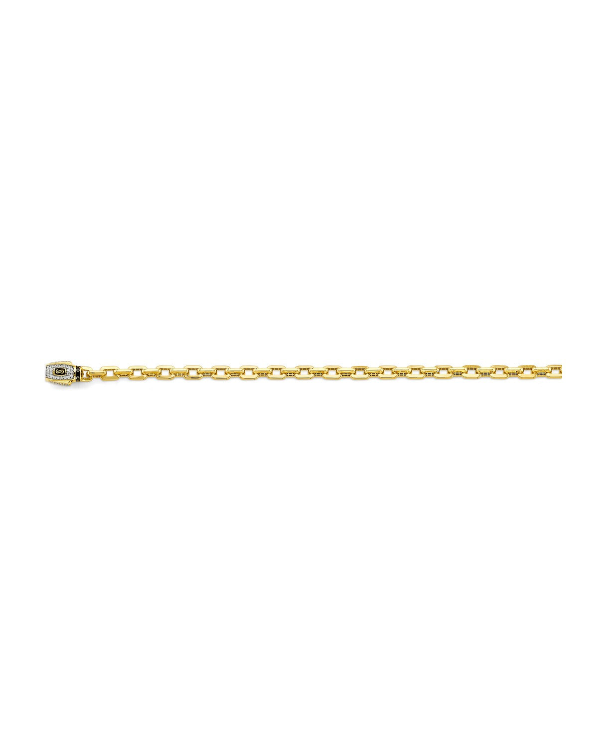 14K Two-Tone Gold 2T 6mm Monaco Cable with CZ Lock Chain (CH-0596)