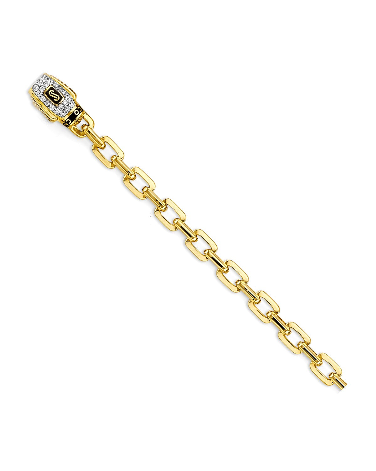 14K Two-Tone Gold 2T 5mm Monaco Cable with CZ Lock Chain (CH-0597)