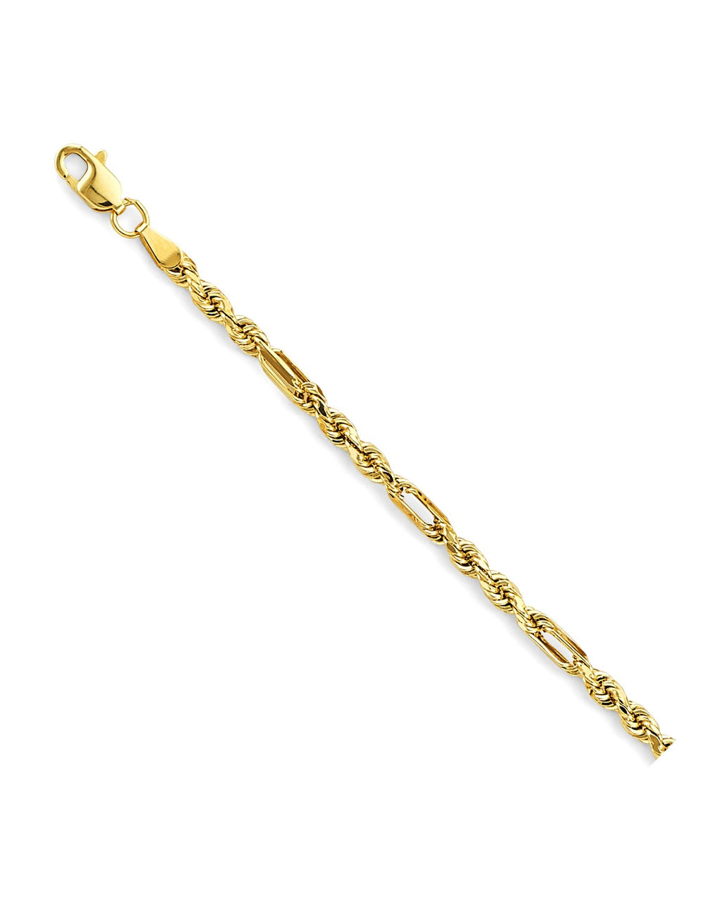 14K Yellow Gold 3mm Hollow Figaro Rope Chain (CH-0605)