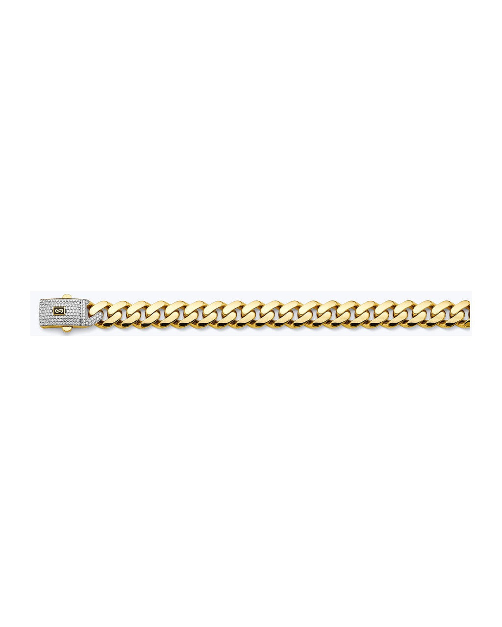 14K Two-Tone Gold 2T 13.5mm Monaco Curb with CZ Lock Chain (CH-0612)