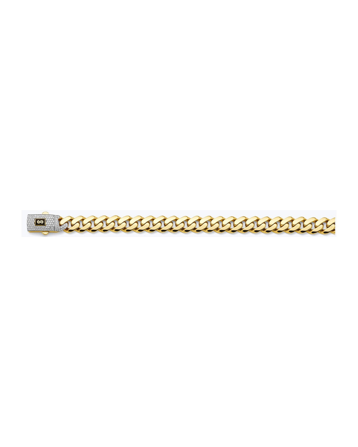 14K Two-Tone Gold 2T 11.5mm Monaco Curb with CZ Lock Chain (CH-0613)