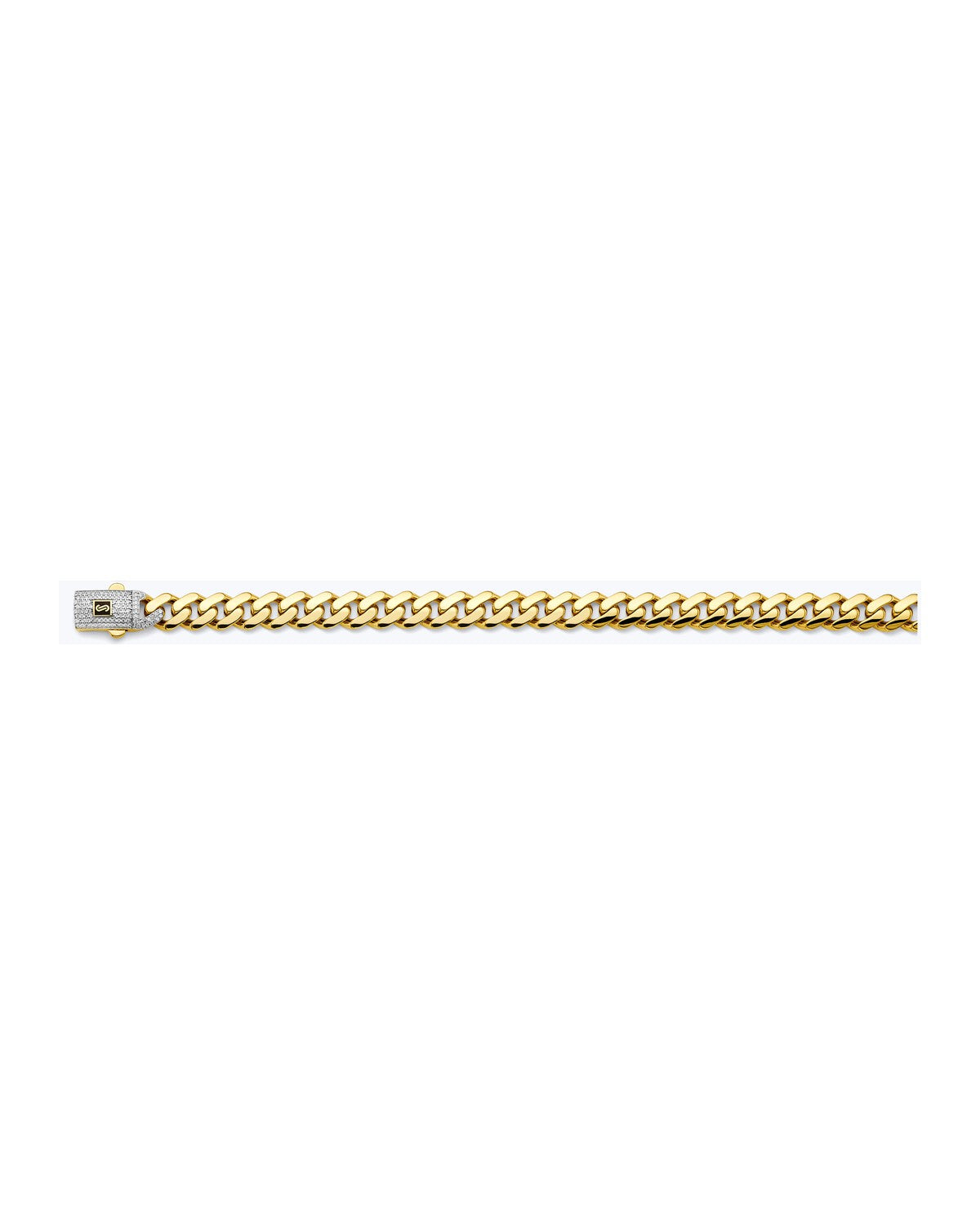 14K Two-Tone Gold 2T 9.5mm Monaco Curb with CZ Lock Chain (CH-0614)
