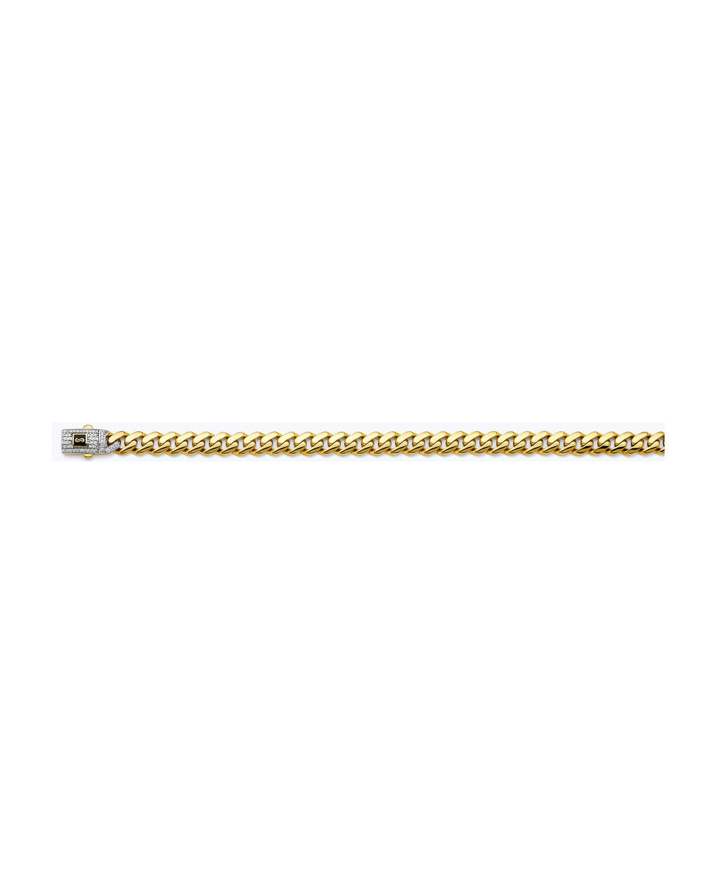 14K Two-Tone Gold 2T 8.0mm Monaco Curb with CZ Lock Chain (CH-0615)