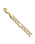 14K Two-Tone Gold 2T 8.6mm Hollow Bevel Figaro 3+1 WP Chain (CH-0656)