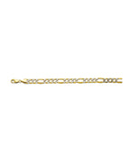 14K Two-Tone Gold 2T 8.6mm Hollow Bevel Figaro 3+1 WP Chain (CH-0656)