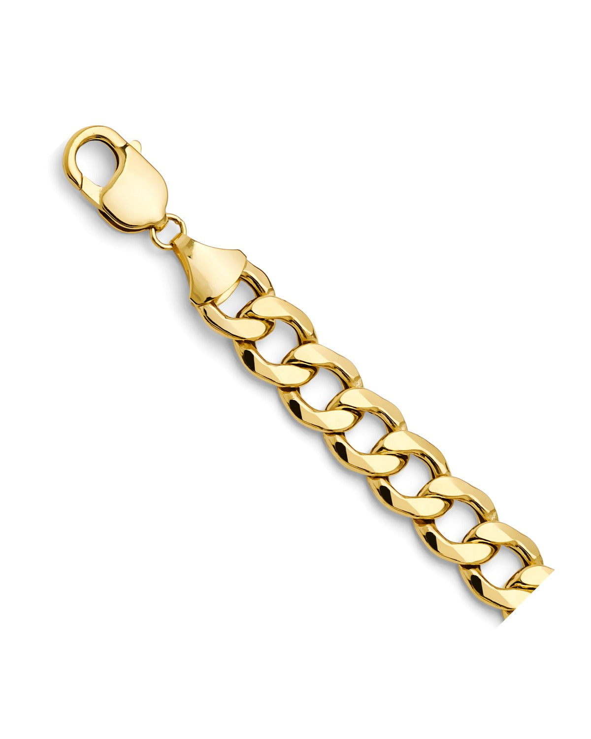 14K Yellow Gold 10.9mm Hollow Bevelled Curb Chain (CH-0659)