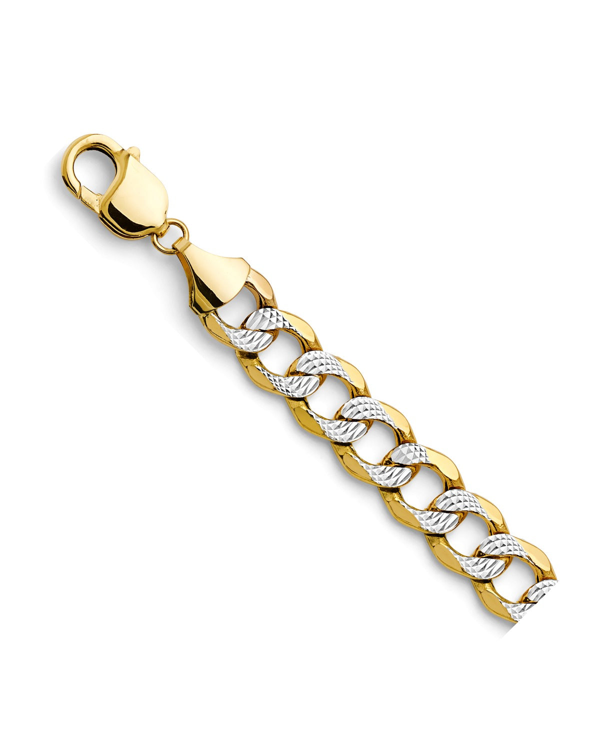 14K Two-Tone Gold 2T 10.8mm Hollow Bevelled Curb WP Chain (CH-0661)